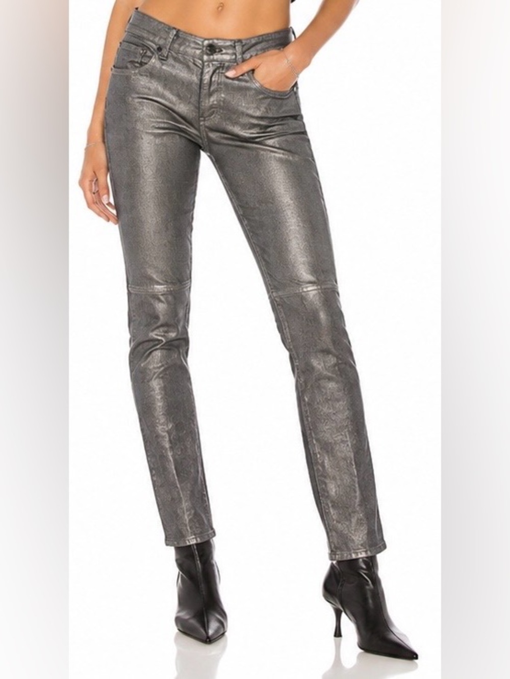Marc by Marc Jacobs Seamed Cigarette Jeans Gunmetal Metallic Size 27